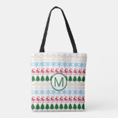 Monogrammen van het kerstfeestfeest tote bag (Achterkant)