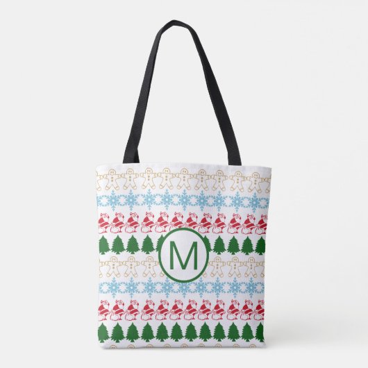 Monogrammen van het kerstfeestfeest tote bag (Achterkant)