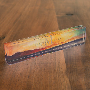 Monogrammen van het kunstmatig Waterverf berglands Naambordje