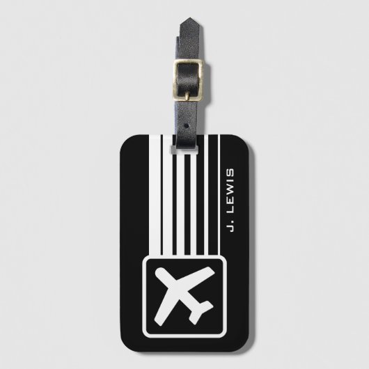 Monogrammen van het pictogram van het vliegtuig: b bagagelabel (Voorkant (verticaal))