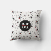Monogrammen van het rode en zwarte spinpatroon kussen (Achterkant)