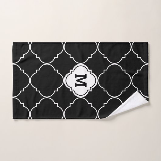 Monogrammen van het zwart-wit Quatrefoil Patroon Bad Handdoek (Handdoek)