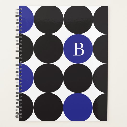 Monogrammen van het zwarte blauwpuntenpatroon planner (Voorkant)