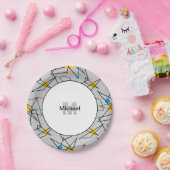 Monogrammen van hoekgeometrische retroflectoren papieren bordje (Feest)