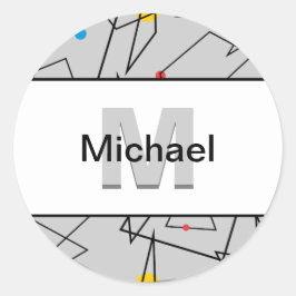 Monogrammen van hoekgeometrische retroflectoren ronde sticker