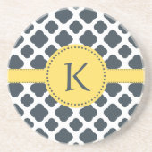 Monogrammen van houtskool en wit quatrefoliepatroo zandsteen onderzetter (Voorkant)