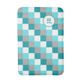 Monogrammen van Initialen op Blauwgroen en Aqua Ge Badmat (Voorkant Verticaal)