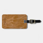 Monogrammen van lederen Koe van gemiddelde eik bru Bagagelabel (Voorkant horizontaal)