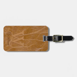 Monogrammen van lederen Koe van gemiddelde eik bru Bagagelabel