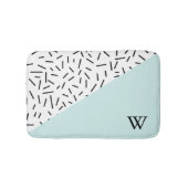 Monogrammen van lichtblauw en geometrisch patroon badmat (Voorkant)