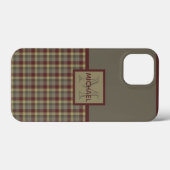 Monogrammen van maroon, tan en grijs geplakt Case-Mate iPhone case (Achterkant (horizontaal))