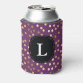 Monogrammen van Paarse en goudglitter Polka Dot Blikjeskoeler (Blikje Achterkant)