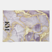 Monogrammen van Paarse en goudinktmarmer Theedoek (Horizontaal)