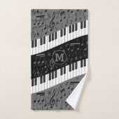 Monogrammen van pianosleutels en muzieknoten bad handdoek (Handdoek)
