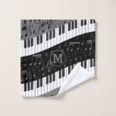 Monogrammen van pianosleutels en muzieknoten bad handdoek (Wasdoekje)