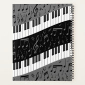 Monogrammen van pianosleutels en muzieknoten planner (Achterkant)