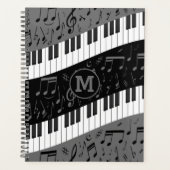 Monogrammen van pianosleutels en muzieknoten planner (Voorkant)