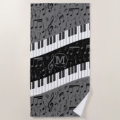Monogrammen van pianosleutels en muzieknoten strandlaken (Voorkant)