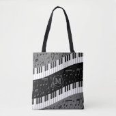 Monogrammen van pianosleutels en muzieknoten tote bag (Voorkant)