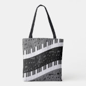 Monogrammen van pianosleutels en muzieknoten tote bag (Achterkant)