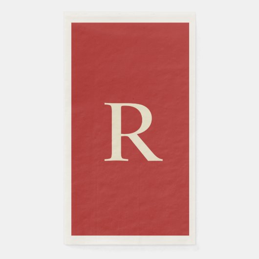 Monogrammen van rood en crème servet (Voorkant)