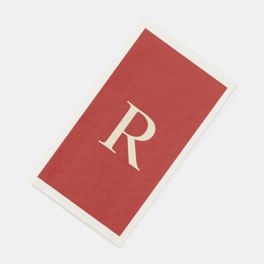 Monogrammen van rood en crème servet (Hoek)