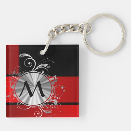 monogrammen van rood of goud sleutelhanger (Achterkant)