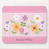Monogrammen van roze en witte Floral Muismat (Voorkant)