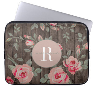 Monogrammen van Rozen op het Hoesje van MACBook Laptop Sleeve