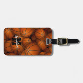 monogrammen van sportgeschenken basketbalpatroon bagagelabel (Voorkant horizontaal)