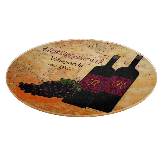 Monogrammen van wijnflessen en -druiven snijplank (Hoek)