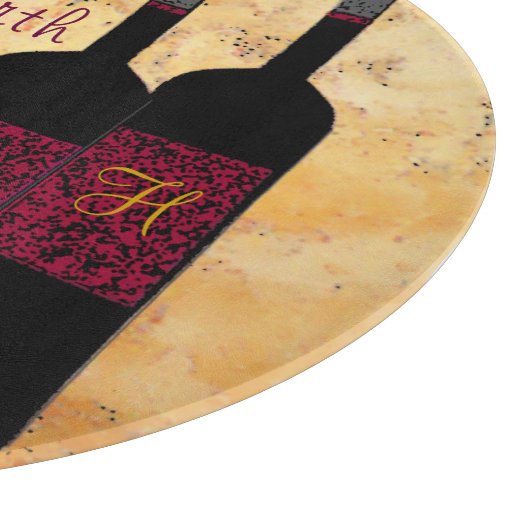 Monogrammen van wijnflessen en -druiven snijplank (Hoek)