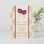 Monogrammen van wijnglazen stellen weduwenkast kaart (Staand voorkant)