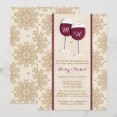 Monogrammen van wijnglazen stellen weduwenkast kaart (Voorkant / Achterkant)