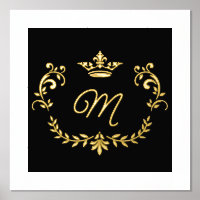 Monogrammen van witte en goudkrooncrest