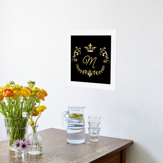 Monogrammen van witte en goudkrooncrest folie afdrukken (Laag (Keuken))