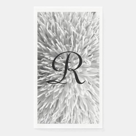 Monogrammen van witte en zwarte Abstracte Floral Servet (Voorkant)