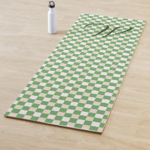 Monogrammen van witte, groene en beige checkboard