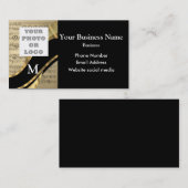 Monogrammen van zwart-wit en muziekpatroon en logo visitekaartje (Voorkant / Achterkant)