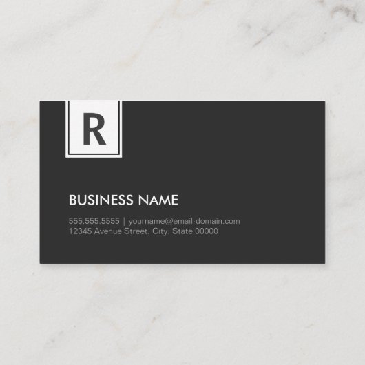 Monogrammen van zwart-wit en zwart visitekaartje (Achterkant)