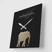 Monogrammen van zwarte en goudolifanten vierkante klok (Hoek)