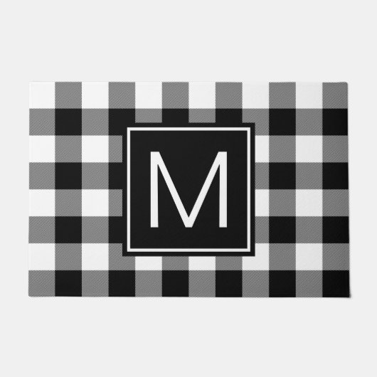 Monogrammen van zwarte en witte buffels deurmat (Voorkant)