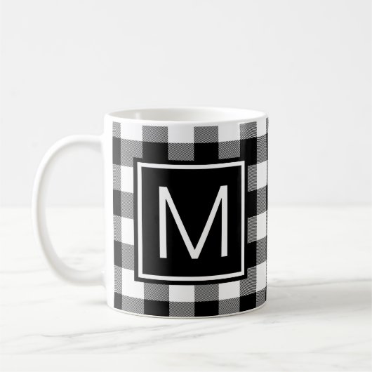 Monogrammen van zwarte en witte buffels koffiemok (Links)
