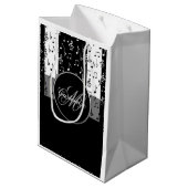 Monogrammen van zwarte & witte muziekstrips 3 medium cadeauzakje (Achterkant Gekanteld)