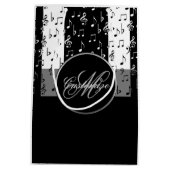 Monogrammen van zwarte & witte muziekstrips 3 medium cadeauzakje (Achterkant)