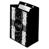 Monogrammen van zwarte & witte muziekstrips medium cadeauzakje (Achterkant Gekanteld)