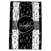 Monogrammen van zwarte & witte muziekstrips medium cadeauzakje (Achterkant)