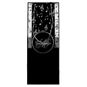 Monogrammen van zwarte & witte muziekstrips wijn cadeautas (Achterkant)