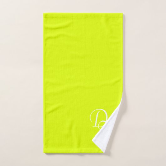 Monogrammen - vaste kleur fluorescerend geel bad handdoek (Handdoek)