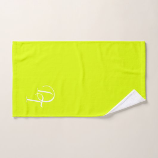 Monogrammen - vaste kleur fluorescerend geel bad handdoek (Handdoek)